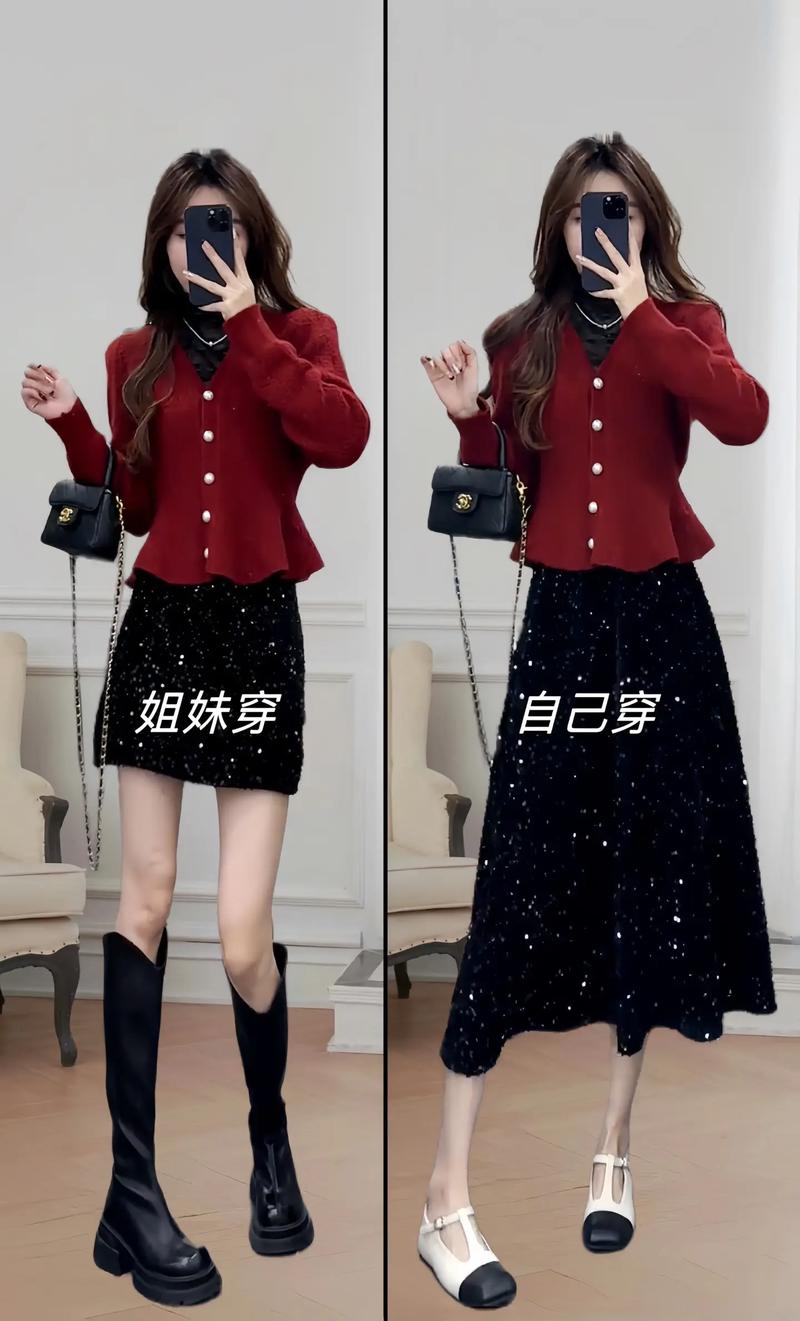 毛线半身裙怎么搭配上衣_毛衣配毛线裙，秋冬甜美又显瘦