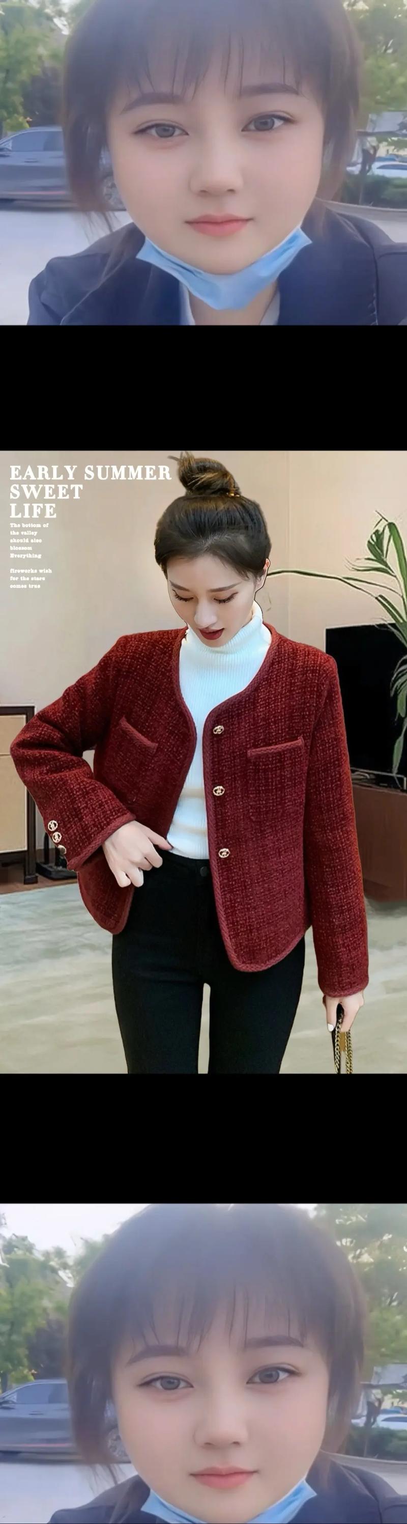 酒红色短外套怎么搭配_酒红短外套搭出秋冬层次感，显白个性又百搭