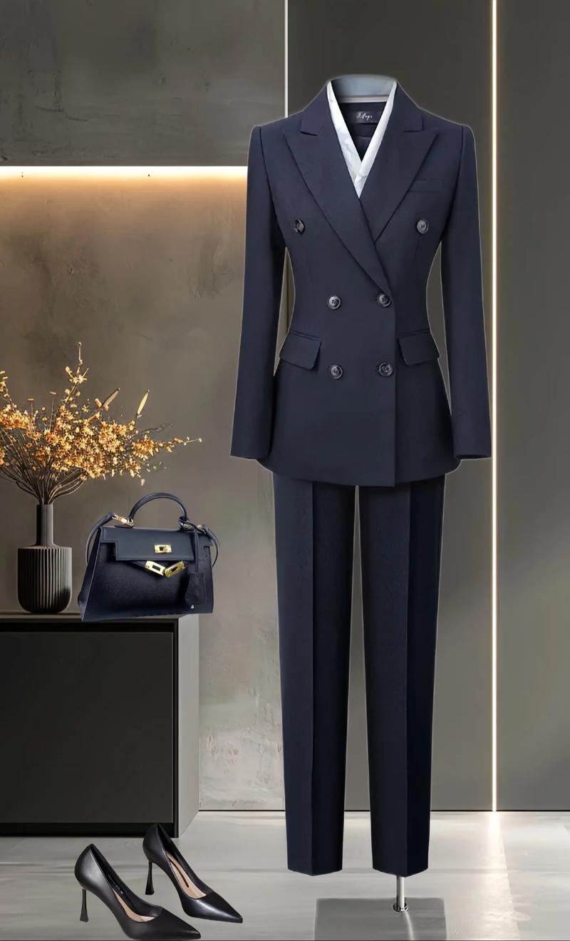 烟管裤配西装外套_毛呢西装搭烟管裤，显瘦显气质，通勤休闲皆可！