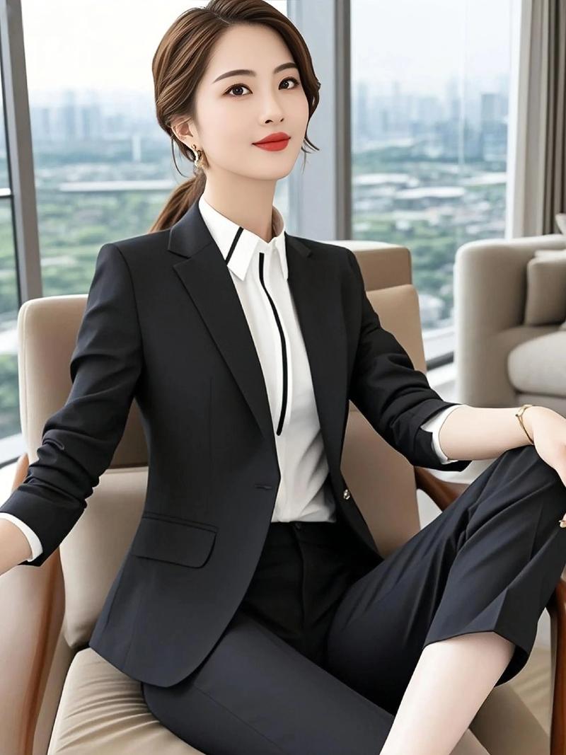 女士黑色西装搭配什么裤子_黑西装搭配牛仔裤，显瘦时尚通勤休闲