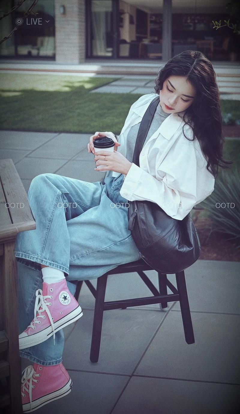 韩国女性私下穿衣搭配_牛仔裤穆勒鞋运动鞋怎么搭？