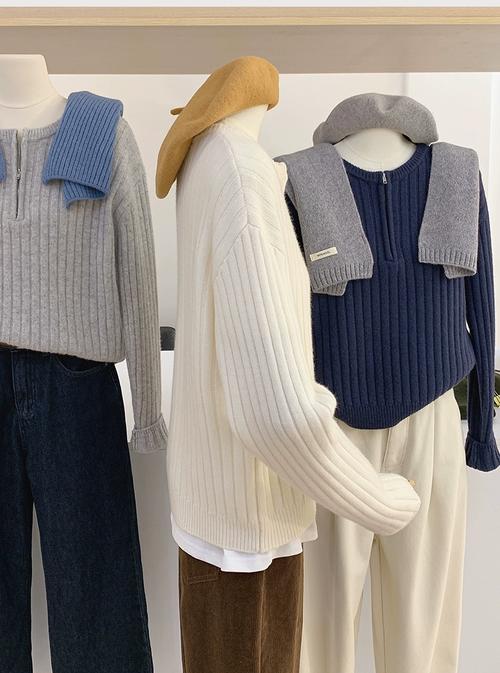 半拉链羊毛衫的搭配_半拉链毛衣搭出多种风格，时尚百搭！