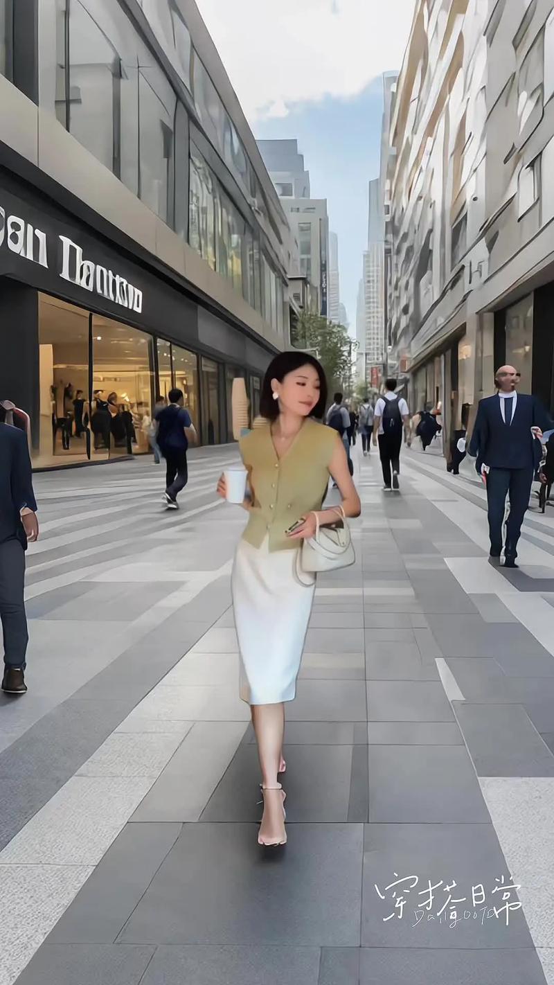 直筒开叉裙配什么上衣_灰香风上衣配浅色开叉裙，显腿长又显瘦