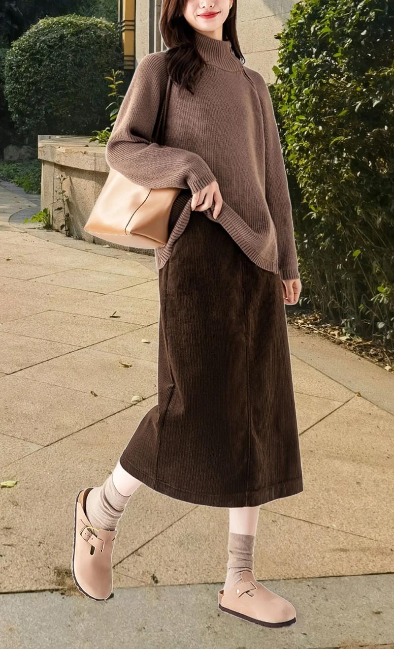 灯芯绒半身裙上身配什么_毛衣衬衫外套，优雅时尚全攻略