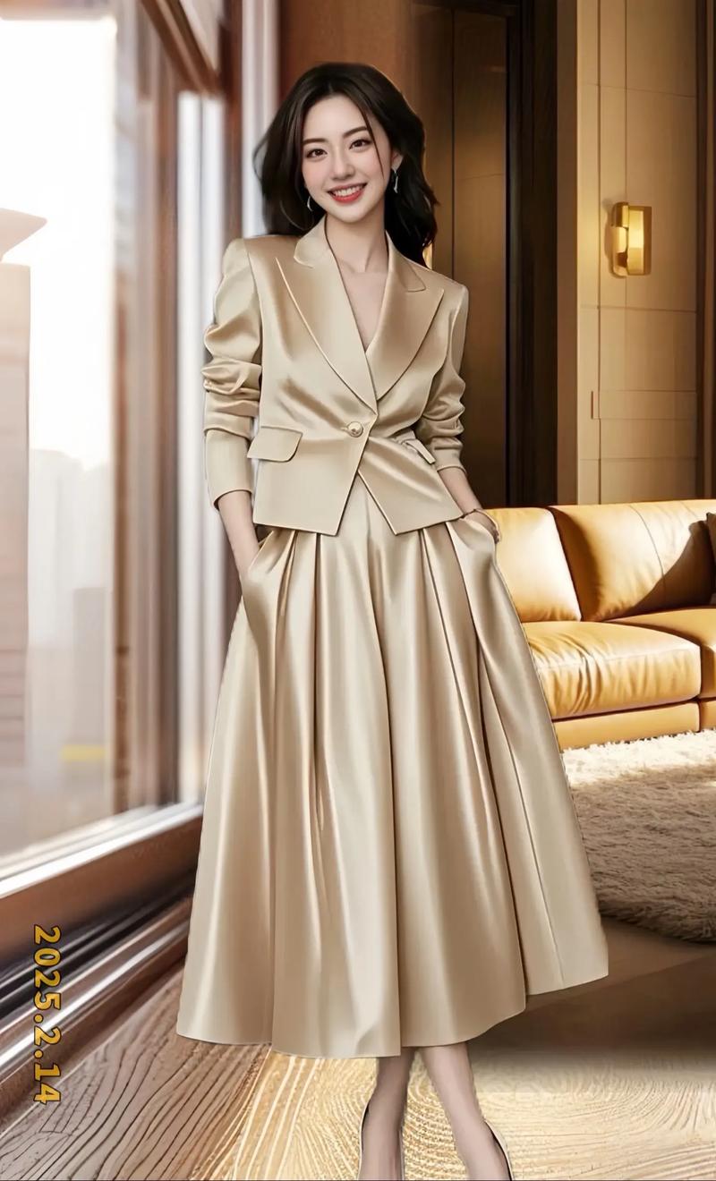 香槟色醋酸外套搭配什么_香槟醋酸外套时尚百搭，显气质