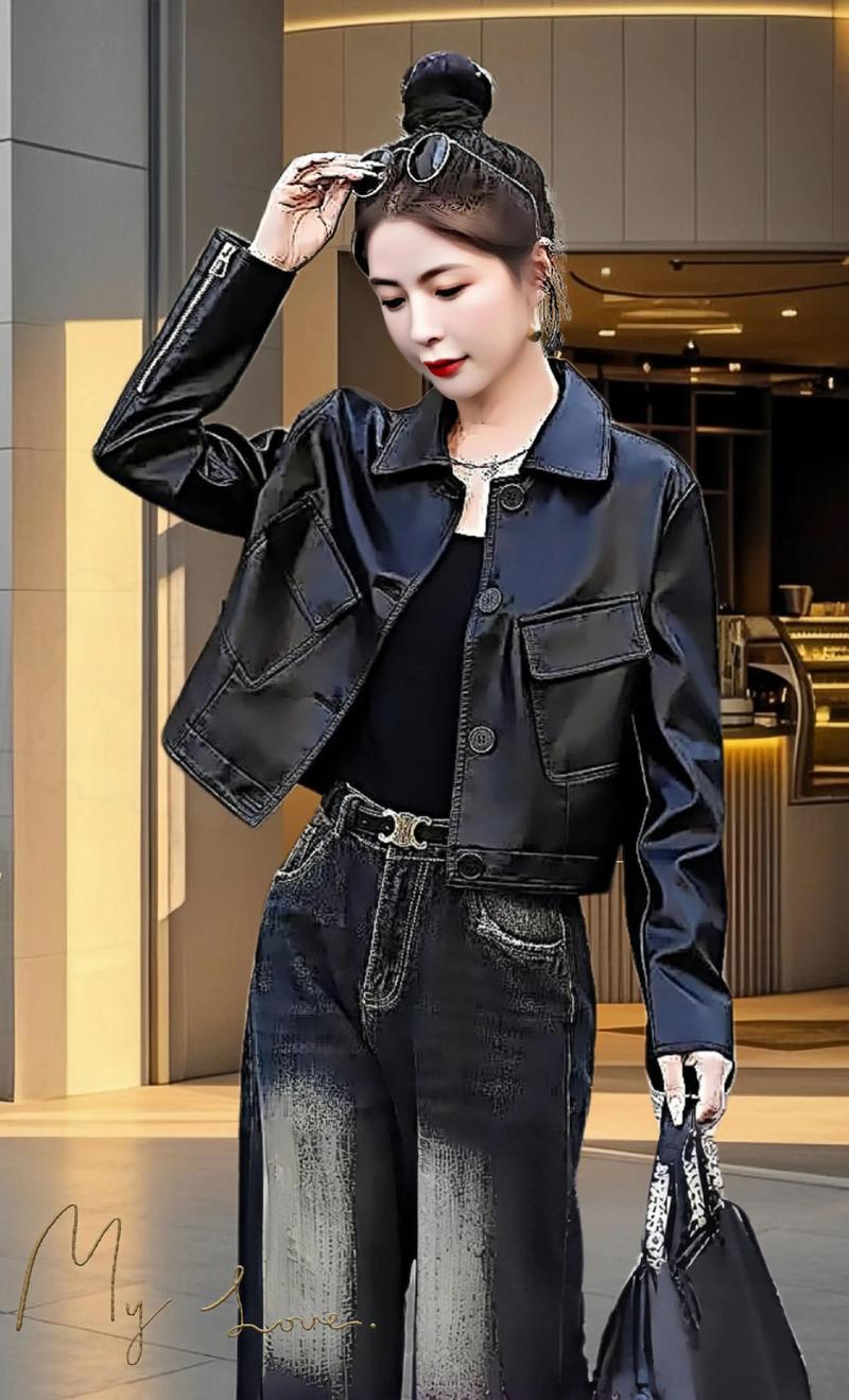 短皮衣配什么裤子好看_短皮衣搭配指南，时尚百搭显个性！