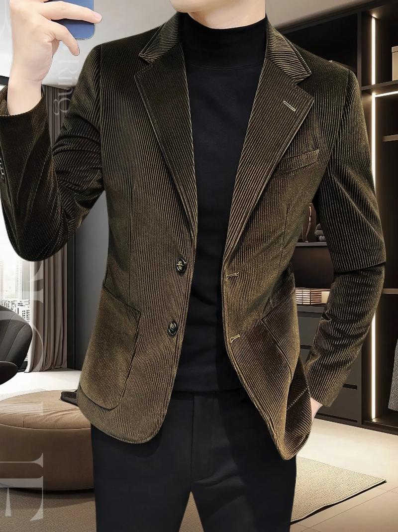 灯芯绒西服搭配_复古质感，百变搭配