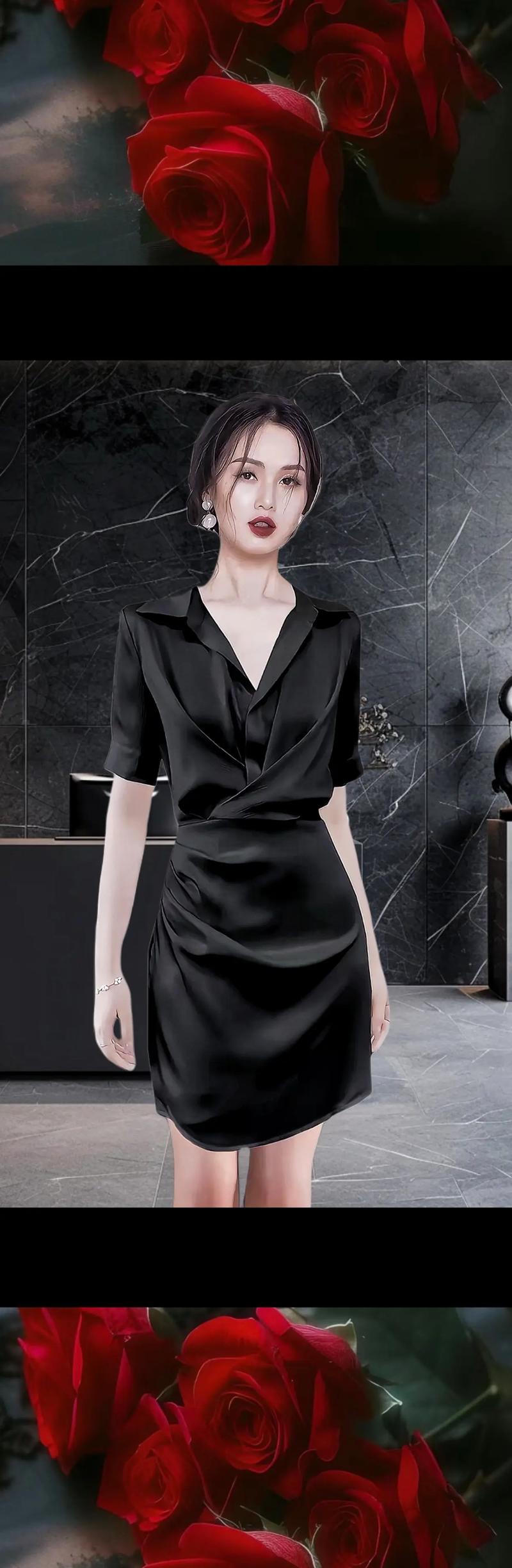 香槟色配黑色裙好看吗_香槟色上衣配黑裙，优雅显气质！