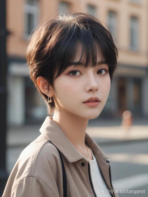 给她弄一个适合的帅气发型_蓬松层次碎刘海，干练时尚自然风