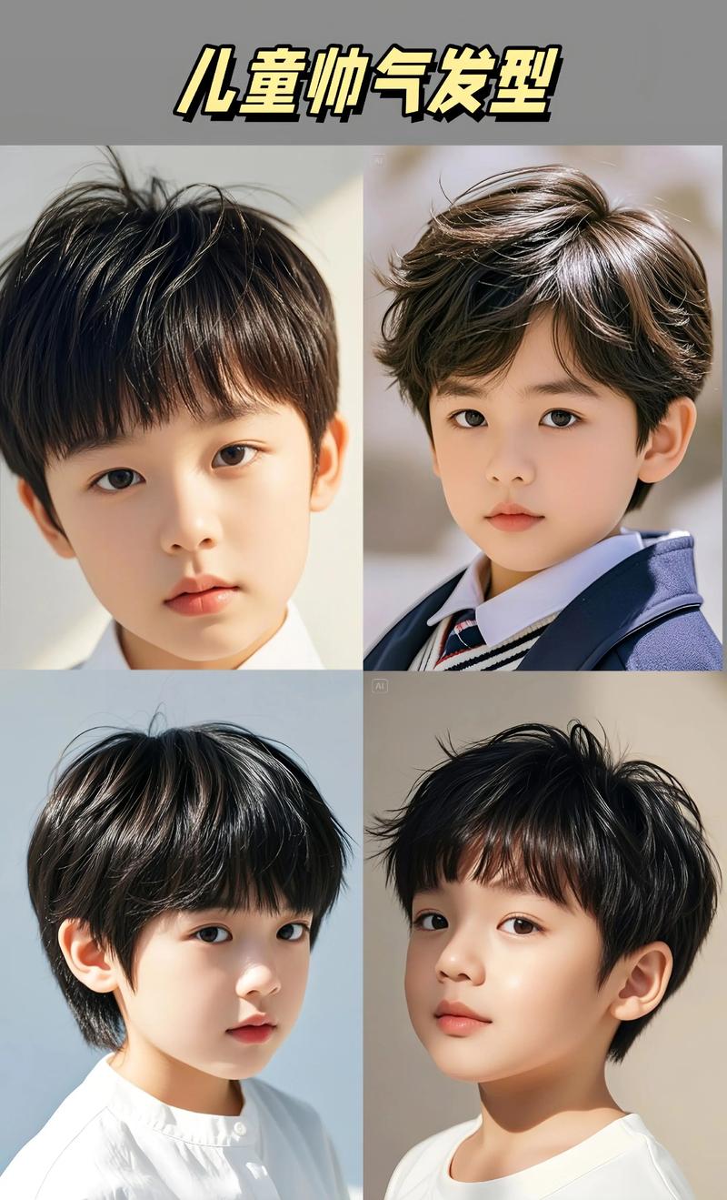 6—12岁最火发型男童_烫发雕刻前刺，帅气易打理！
