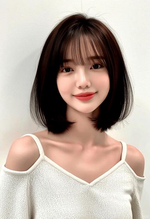 人胖脸大适合什么发型_齐刘海马尾显气质