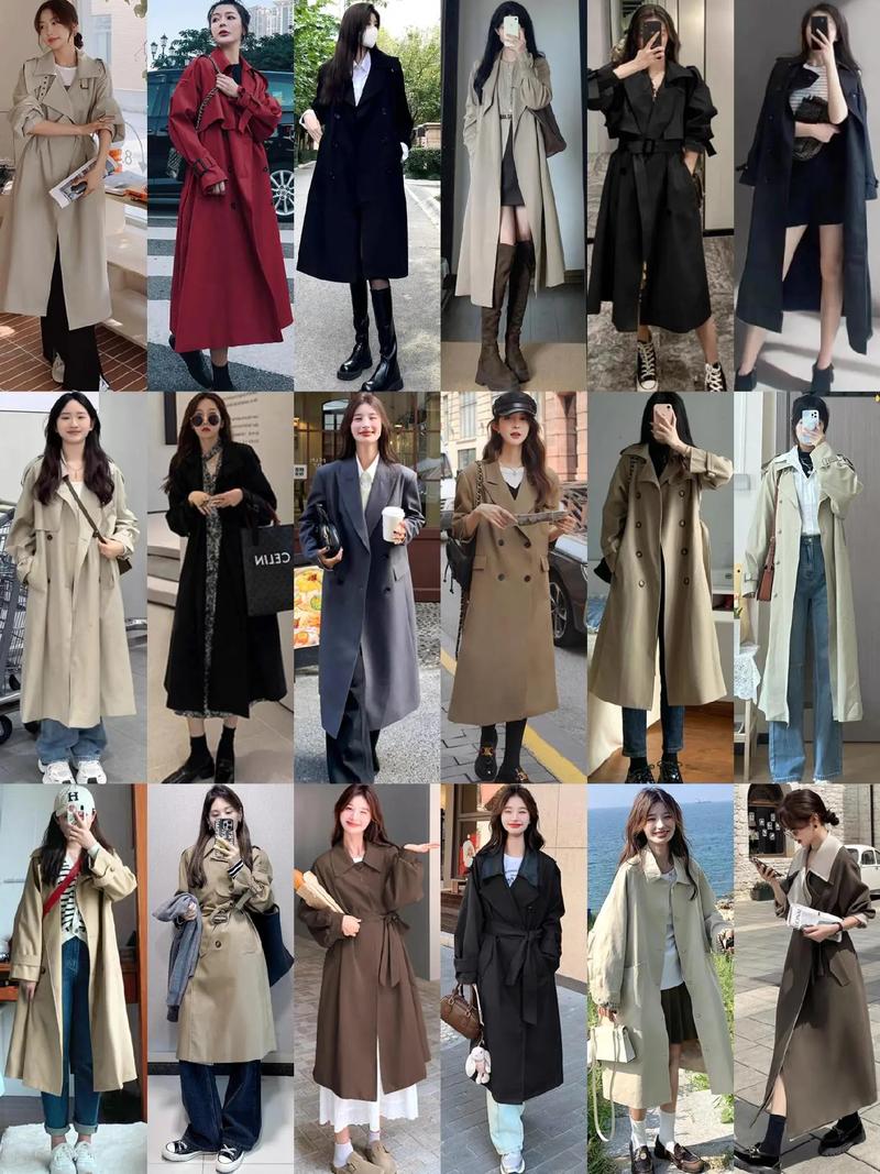 女风衣搭配_卡其风衣配裤装，松散显瘦显气质