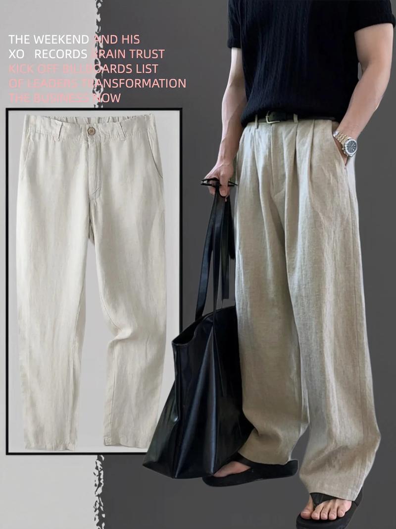 男亚麻裤子搭配什么上衣_夏日百搭亚麻裤，清爽舒适必备