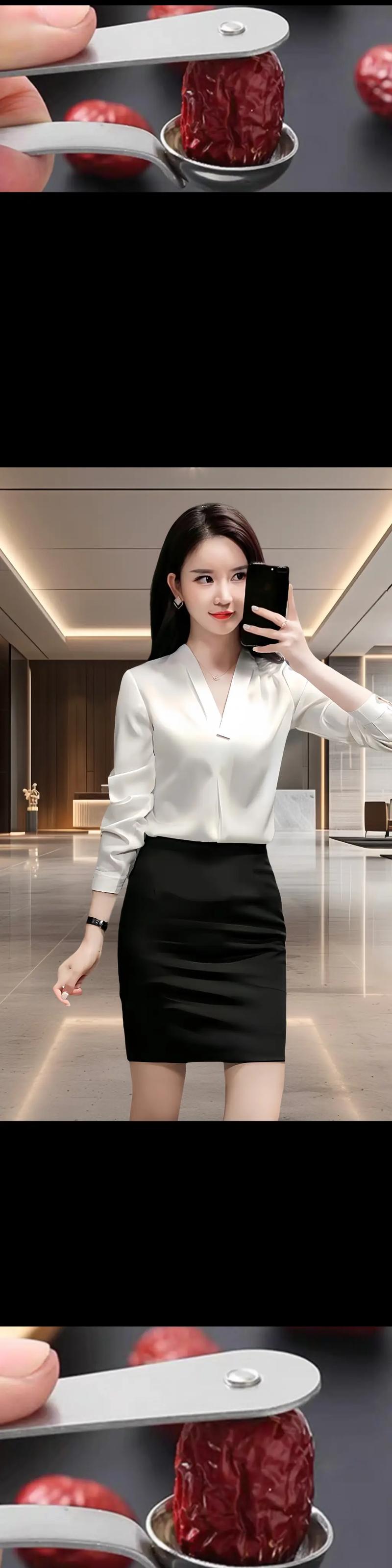 秘书黑色包臀裙配白色衬衫_白衬衫黑包臀裙,职场优雅自信范 秘书黑色包臀裙配白色衬衫_白衬衫黑包臀裙,职场优雅自信范