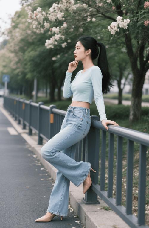 低腰牛仔短裤搭配露脐t恤_百搭显高,休闲又高级 低腰牛仔短裤搭配露脐t恤_百搭显高,休闲又高级